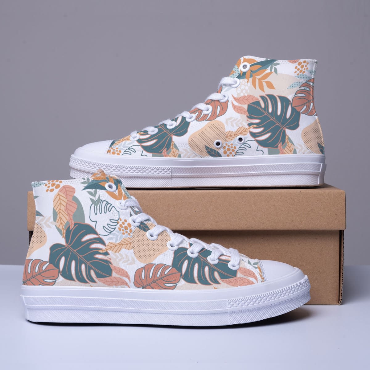 Monstera Deliciosa Tropical Leaves Jungle Canvas Shoe