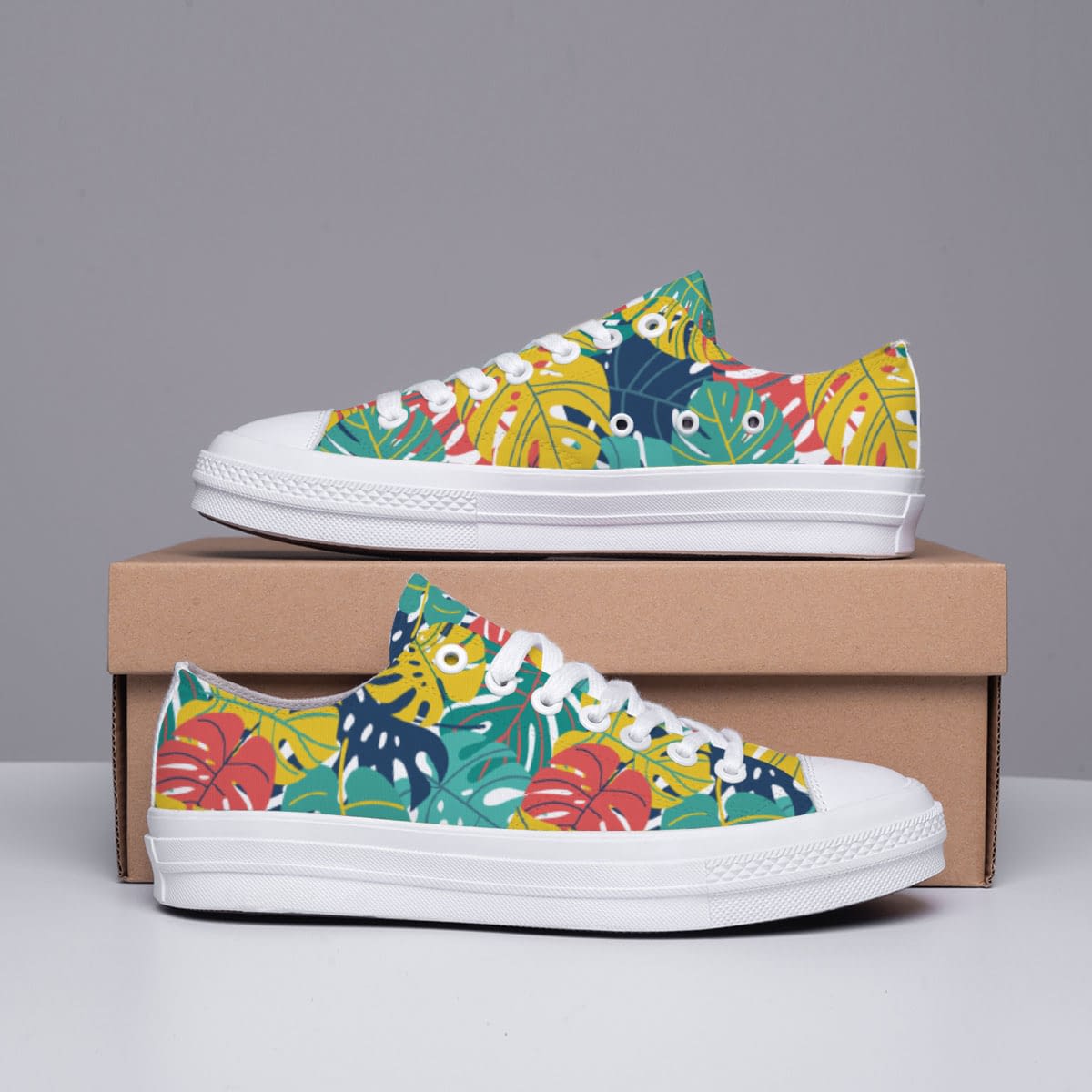 Monstera Leaf Colorful Art Canvas Shoe Plantaithful Monstera Leaf Colorful Art Canvas Shoe Plantaithful